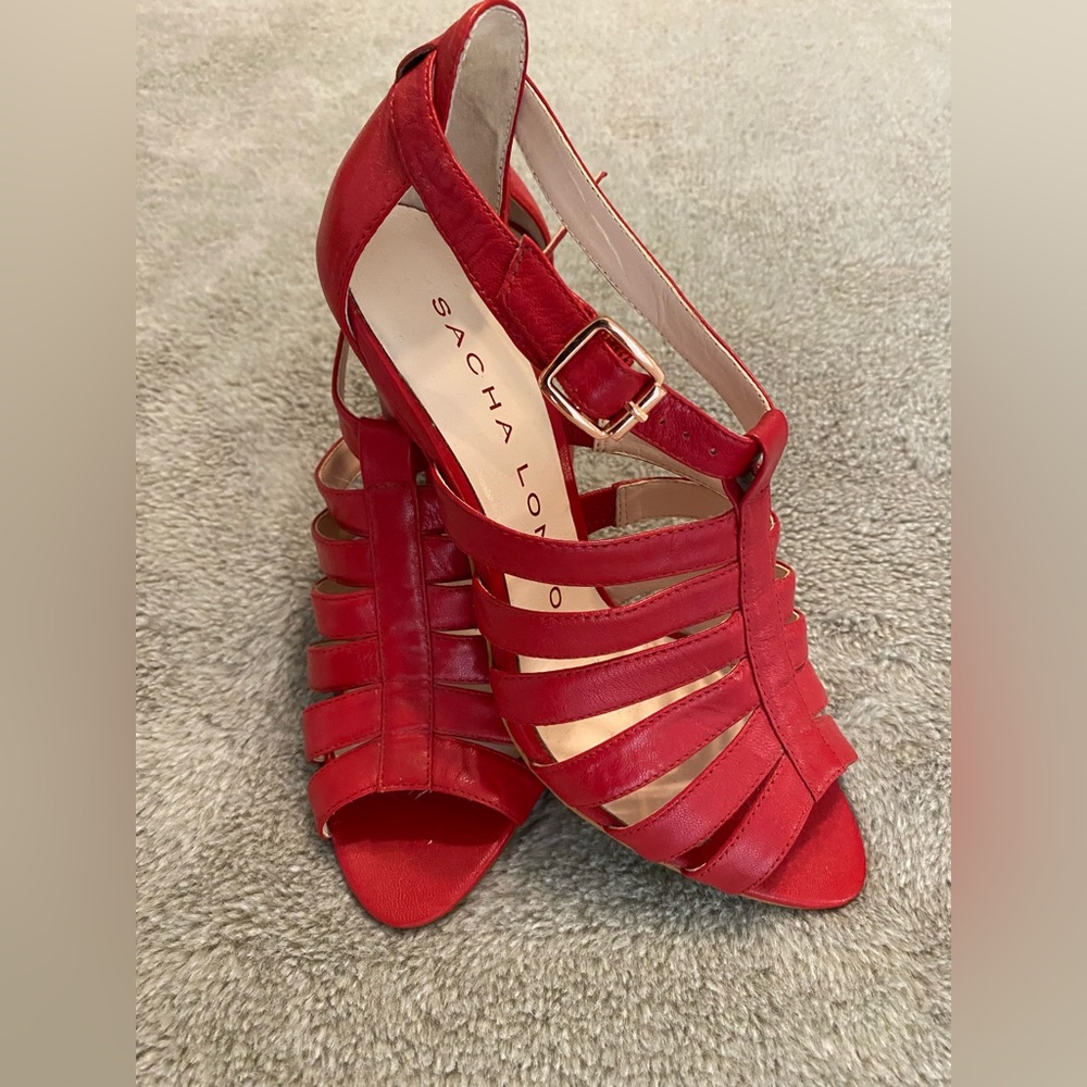Sacha London Vibrant Red Strappy Heels